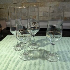 1988 Calgary Olympics Gold Rimmed Champagne Flutes